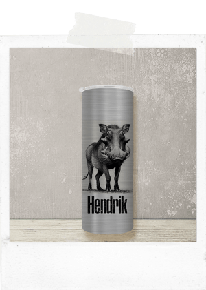 600ml Tumbler-Silver-Warthog-Custom Name