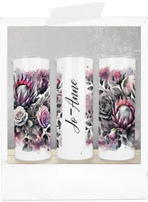Watercolor proteas and roses 20oz skinny tumbler