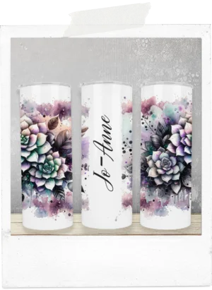 Watercolor pastel succulents 20oz skinny tumbler