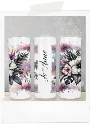 Watercolor hibiscus tropical 20oz skinny tumbler