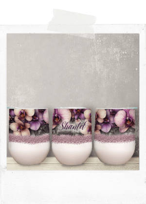 Wine Tumbler -Orchids And Glitter-Custom Name
