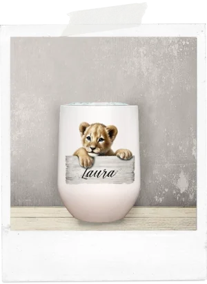 Wine Tumbler-Lion Cub Sign-Custom Name