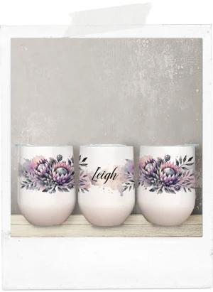 Watercolor elegant proteas wine tumbler