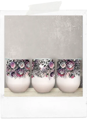 Watercolor proteas and roses wine tumbler