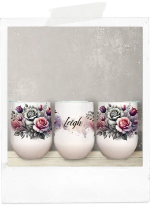 Watercolor roses wine tumbler