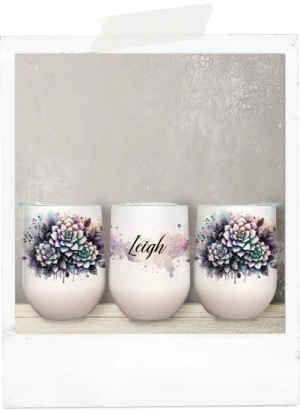 Watercolor pastel succulents wine tumbler