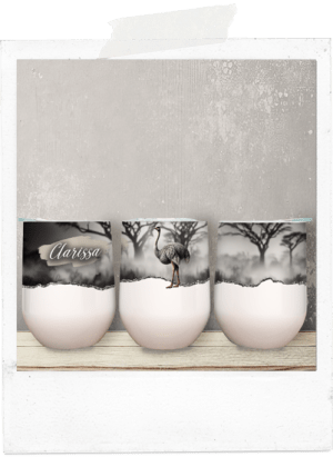 Personalized ostrich african wine tumbler glass cup