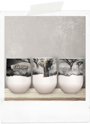 Personalized elephant african wine tumbler glass cup