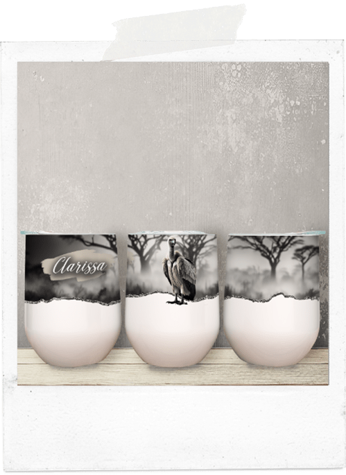 Personalized vulture african wine tumbler glass cup