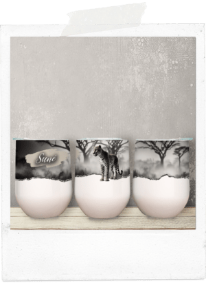 Personalized leopard african wine tumbler glass cup