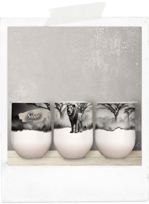 Personalized lion african wine tumbler glass cup