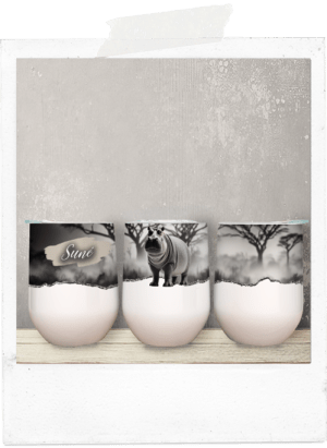 Personalized hippo african wine tumbler glass cup