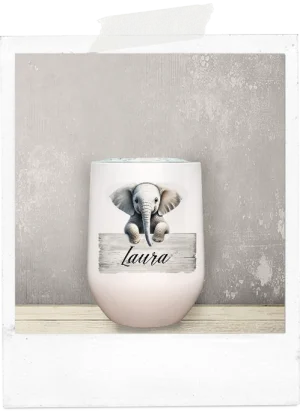 Wine Tumbler-Elephant Sign-Custom Name