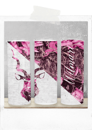 600ml Tumbler -Pink-Camo Kudu-Custom Name
