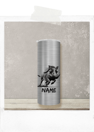 600ml-Silver-Warthog Running-Custom Name