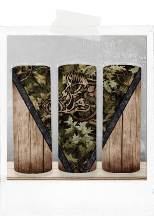600ml Tumbler -Wood Metal Warthog-Custom Name