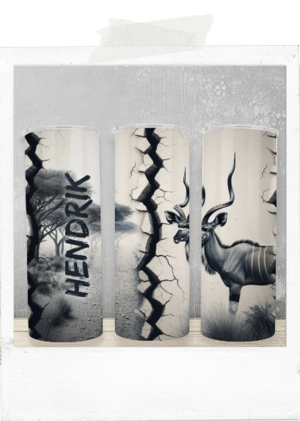 Personalized man kudu african 20oz skinny tumbler glass cup