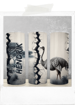 Personalized man ostrich african 20oz skinny tumbler glass cup