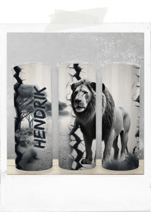 Personalized man lion african 20oz skinny tumbler glass cup