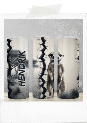 Personalized man meerkat african 20oz skinny tumbler glass cup