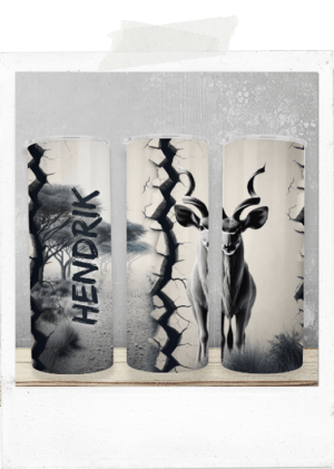 600ml Tumbler-White Concrete-Kudu-Custom Name