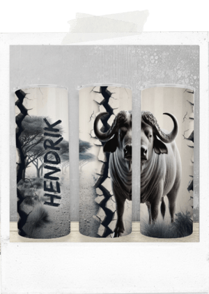 600ml Tumbler-White Concrete-Buffalo-Custom Name