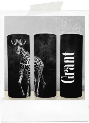 600ml Tumbler-Dark Grunge-Giraffe-Custom Name