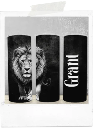 600ml Tumbler-Dark Grunge-Lion-Custom Name