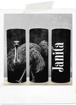 600ml Tumbler-Dark Grunge-Ostrich-Custom Name