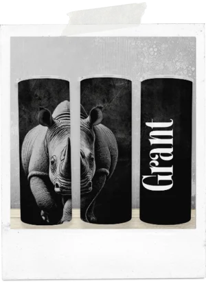 600ml Tumbler-Dark Grunge-Rhino-Custom Name