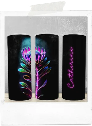 600ml Tumbler-Single Neon Protea-Custom Name