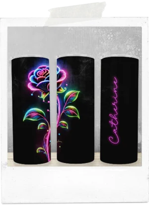 600ml Tumbler-Single Neon Rose-Custom Name