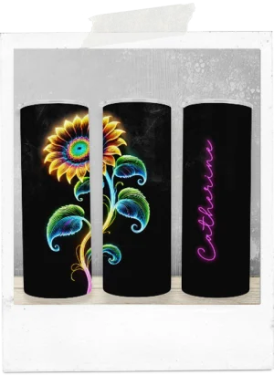 600ml Tumbler-Single Neon Sunflower-Custom Name