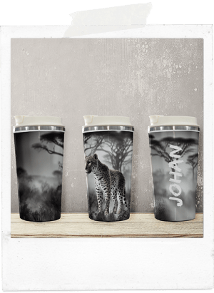 Personalized leopard african latte coffee tumbler glass cup
