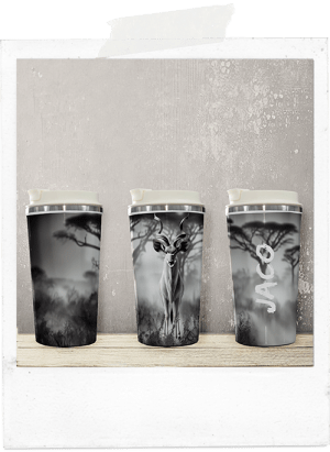 Personalized kudu african latte coffee tumbler glass cup