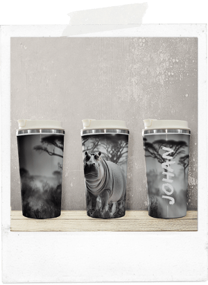Personalized hippo african latte coffee tumbler glass cup