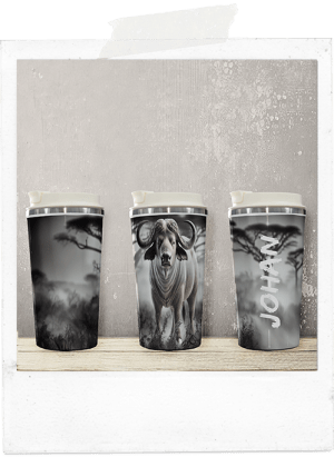 Personalized buffalo african latte coffee tumbler glass cup