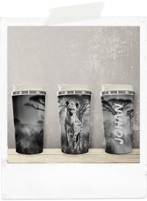 Personalized hyena african latte coffee tumbler glass cup