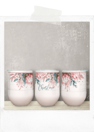 Wine Tumbler-Pink Proteas-Custom Name