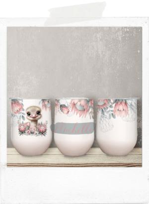 Personalized cute ostrich protea african wine tumbler glass cup