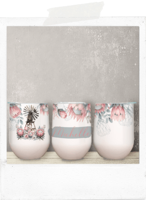 Personalized windmill windpomp protea african wine tumbler glass cup