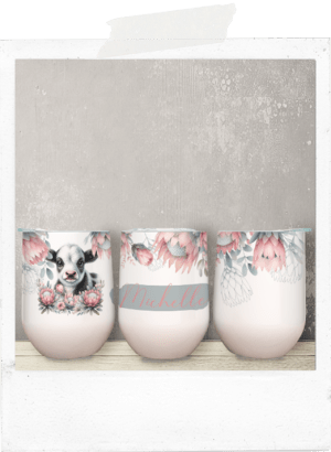 Personalized cute cow protea african wine tumbler glass cup