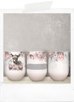 Personalized cute donkey protea african wine tumbler glass cup