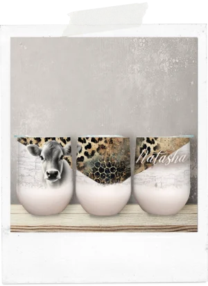 Wine Tumbler-Leopard Print-Cow-Custom Name