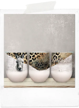 Wine Tumbler-Leopard Print-Donkey-Custom Name