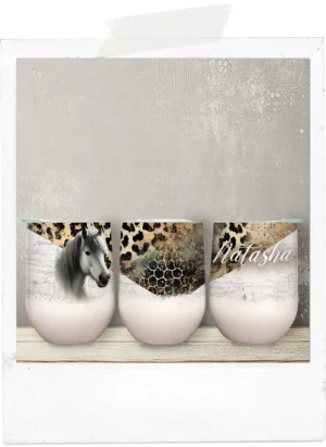 Wine Tumbler-Leopard Print-Horse-Custom Name