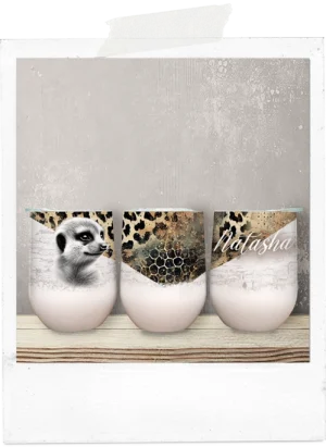 Wine Tumbler-Leopard Print-Meerkat-Custom Name