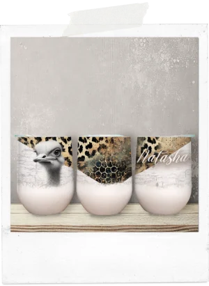 Wine Tumbler-Leopard Print-Ostrich-Custom Name
