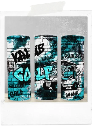 600ml Tumbler-Any Colour-Graffiti Golf-Custom Name