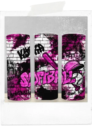 600ml Tumbler-Any Colour-Graffiti Softball-Custom Name
